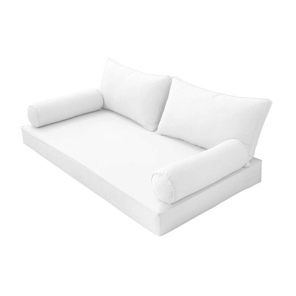 Prolinemax Outdoor Style 2 Twin-XL Piped Trim Daybed Mattress Bolster Pillow Fitted Sheet Cover Only - AD106 | Perfect for Patio Furniture, Sunroom Lounging & Guest Bed Comfort