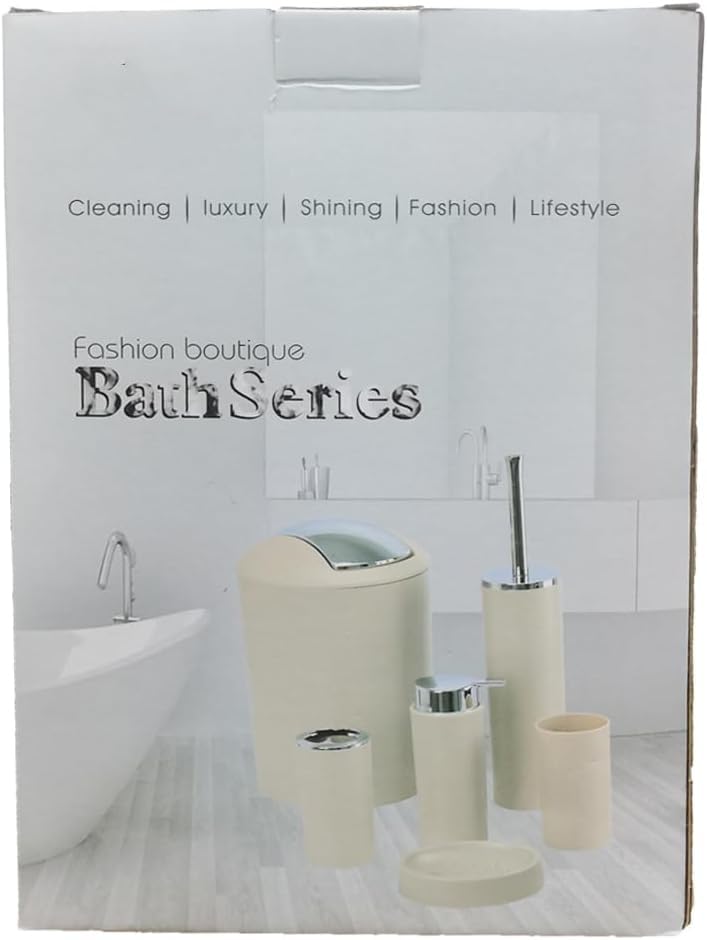 6-Piece Plastic Bathroom Accessories Set - Toothbrush Holder, Cup, Soap Dish, Hand Sanitizer Bottle, Trash Can & Toilet Brush (Flamingo Design) - Perfect for Bathroom Organization and Home Decor