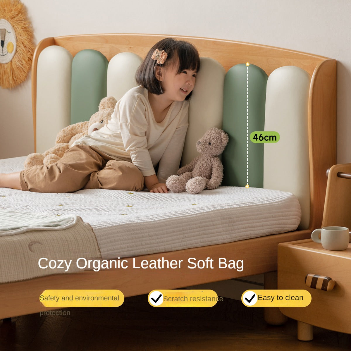 Solid Beech Wood Soft Single Kids Bed - Durable & Safe Children's Bedroom Furniture for Toddlers & Teens - Perfect for Bedrooms, Daycare, and Guest Rooms