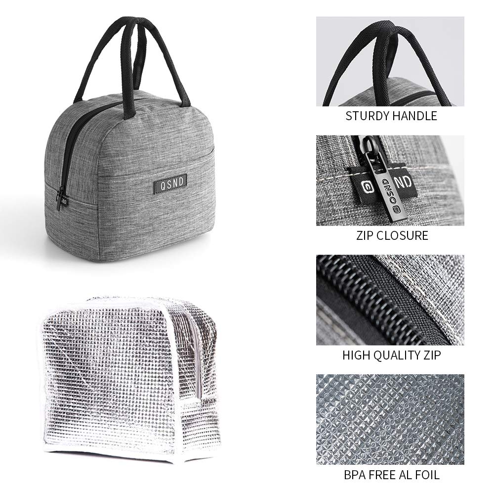 HiPretty 2 Pack Insulated Lunch Bags for Kids & Adults - Leakproof Freezable Lunch Tote for School, Work & Picnics - Gray & Green Reusable Lunch Box for Boys, Girls, Women & Men