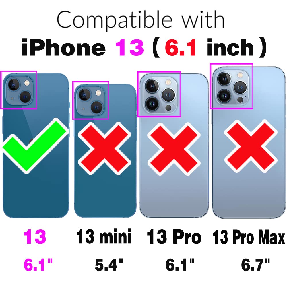 ASUWISH iPhone 13 Case 6.1 Inch with Tempered Glass Screen Protector - Slim Credit Card Holder & Kickstand - Shockproof Protective Cover for iPhone 13 5G (Red) - Perfect for Work, Travel and Everyday Use