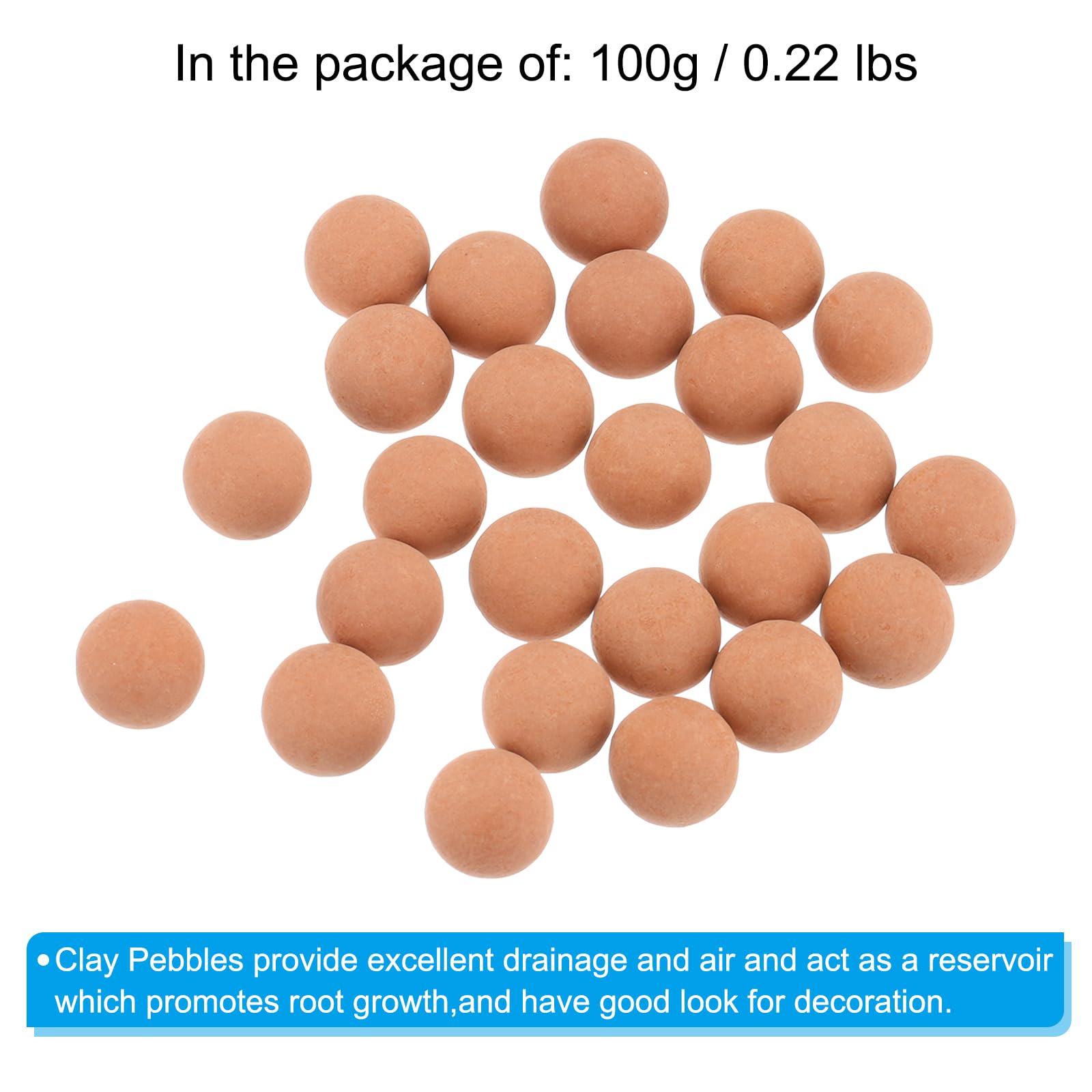 MECCANIXITY 9-10mm Clay Pebbles - 0.22 Lbs Hydroponic Growing Media for Plants, Orchids, Bonsai Trees | Potted Drainage Balls for Indoor Gardening, Aquaponics & Vase Decorations