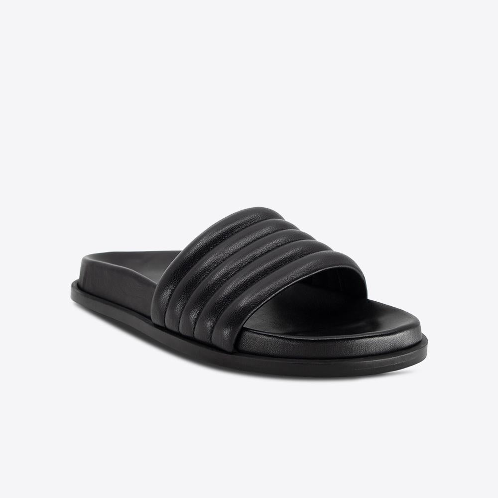 Orla Comfortable Black Footbed Sandals for Women - Breathable & Supportive Orthopedic Flip Flops - Perfect for Beach, Pool, and Summer Walking