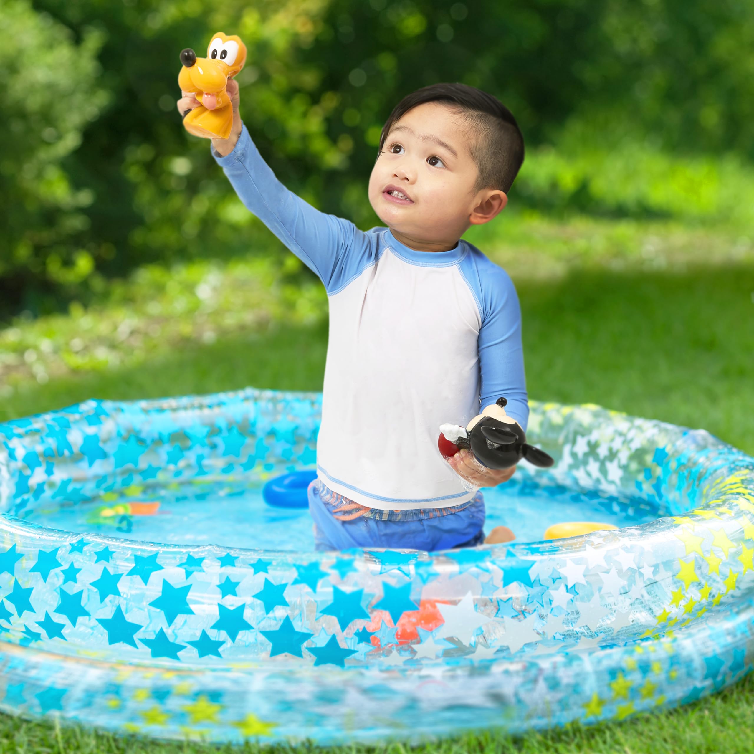 Mickey & Friends 6-Piece Bath Squirter Toy Set for Babies & Toddlers - Includes Organizer Bucket with Drainage Holes for Easy Storage | Fun Bath Time Water Toys for Kids Playtime
