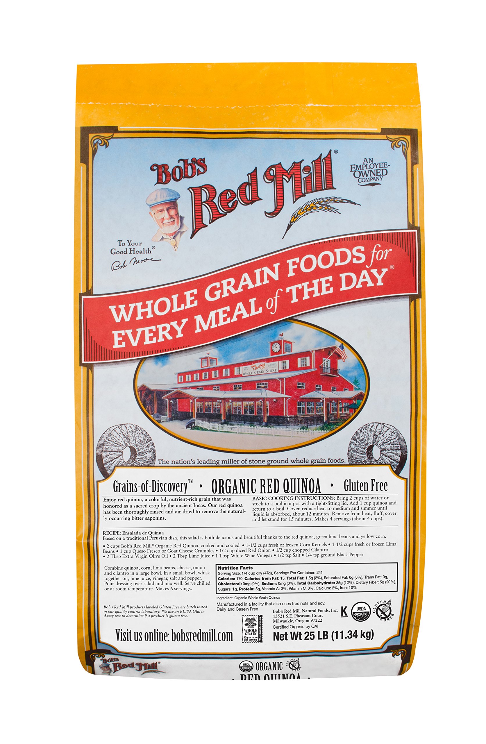 Organic Red Quinoa Grain by Bob's Red Mill - 25 lb Bulk Bag | Non-GMO, Gluten-Free Superfood for Salads, Meal Prep & Healthy Cooking
