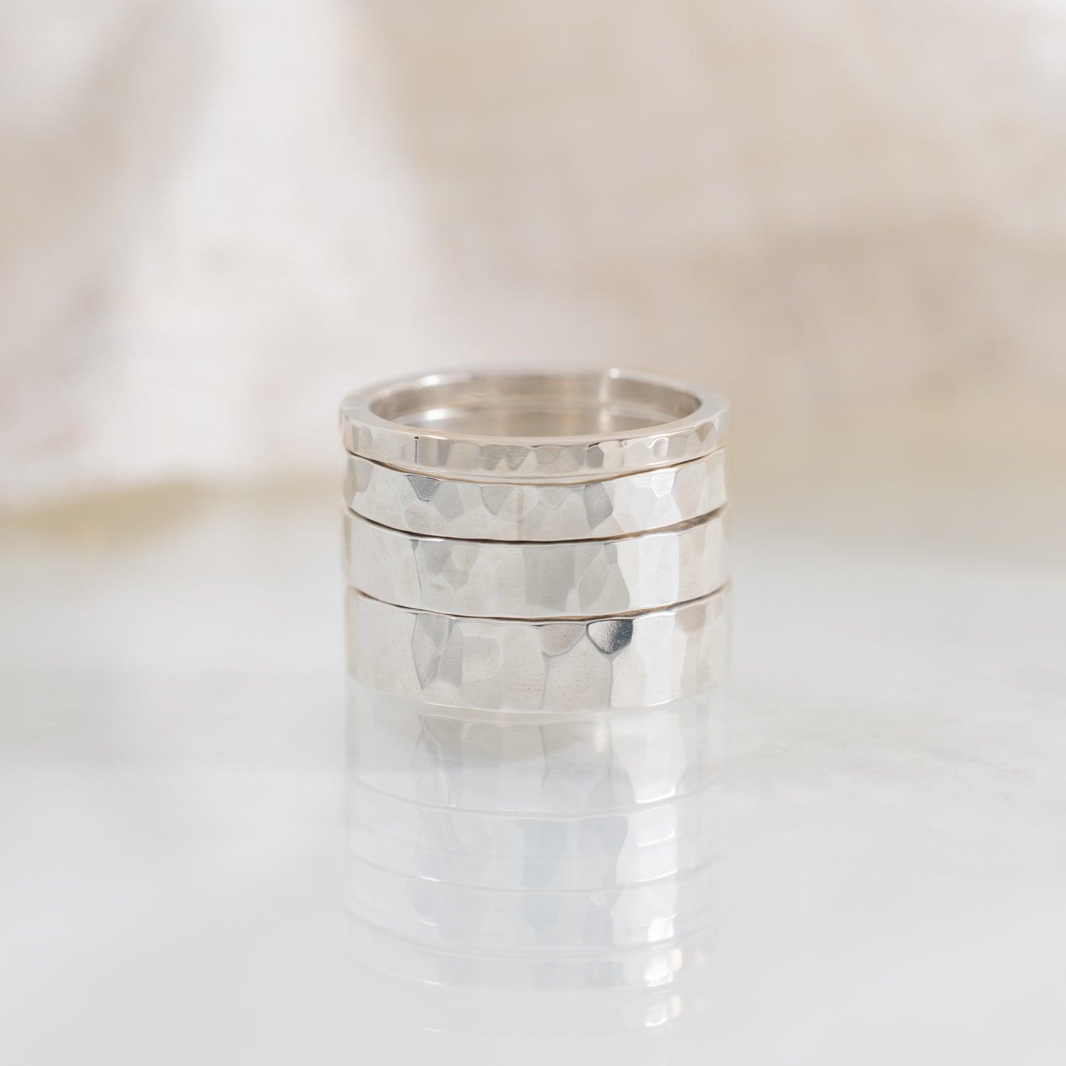 5mm Hammered Sterling Silver Wedding Band for Men & Women - Perfect for Engagement, Anniversary, and Everyday Wear
