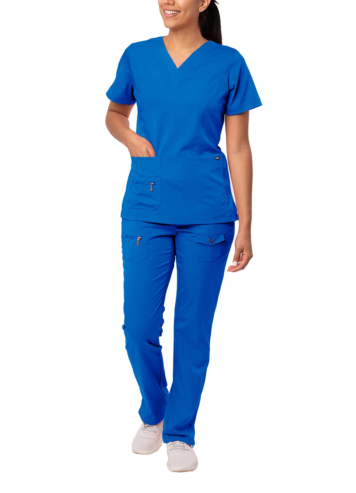 Adar Pro Women's Breakthrough Plus Scrub Set - Enhanced V-Neck Top & Multi-Pocket Pants for Nurses, Doctors & Healthcare Workers - Petite/Tall Sizes - Comfortable Medical Uniform for Hospital & Clinic Shifts