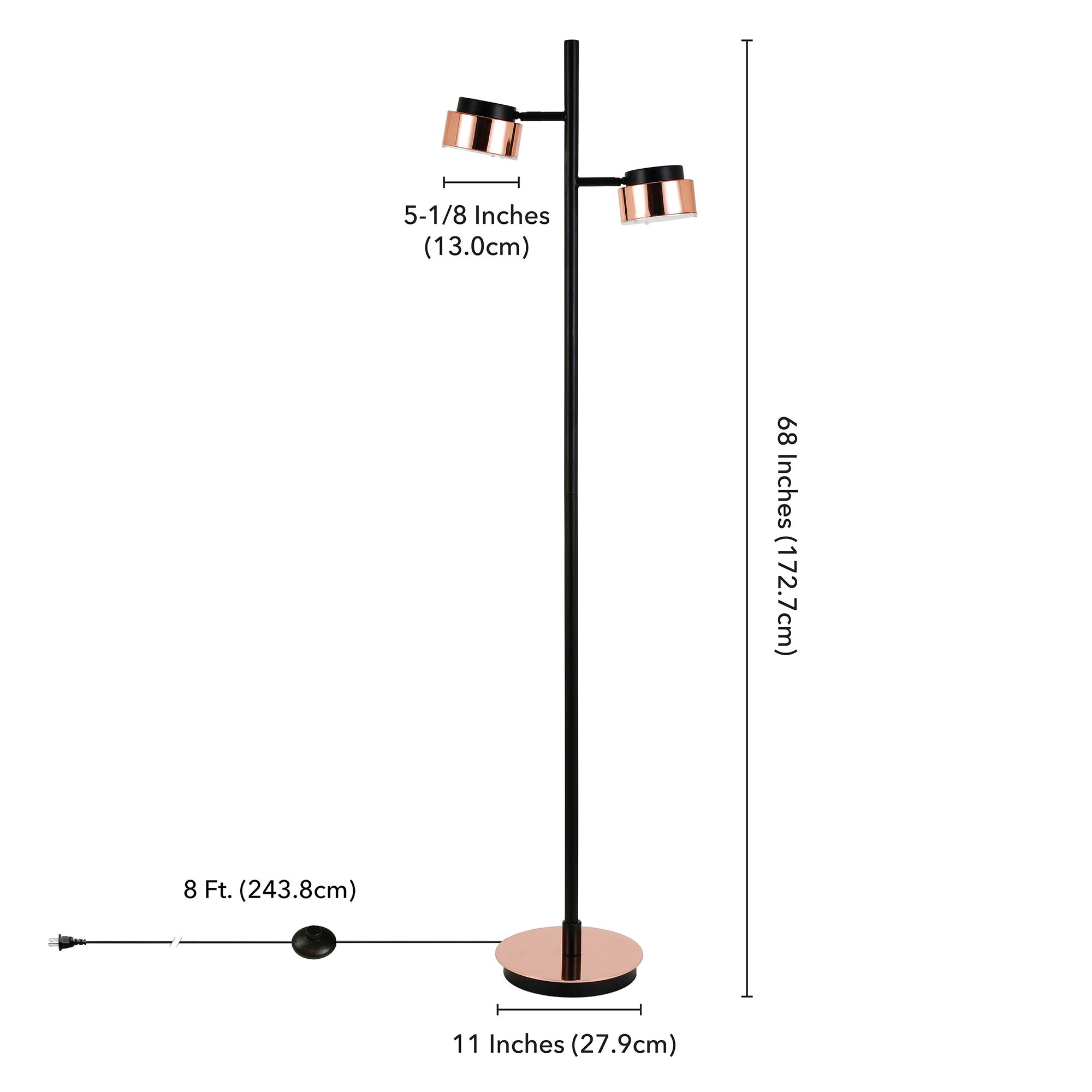 Henn&Hart Jex 2-Light Modern Floor Lamp - 68