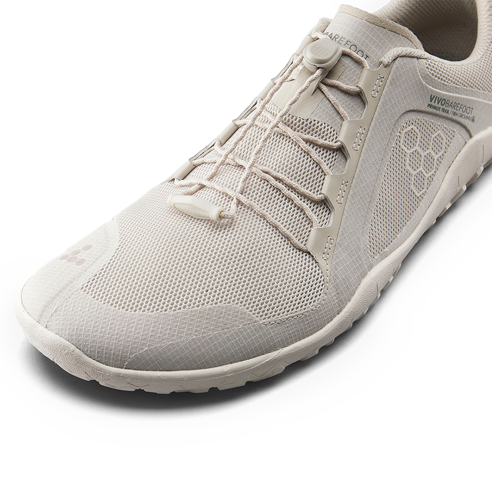 Vivobarefoot Primus Trail FG 3.5 Men's Barefoot Shoes - Lightweight Hiking & Trail Running Shoes for Men - Silver Birch Color - Perfect for Outdoor Adventures & Natural Movement