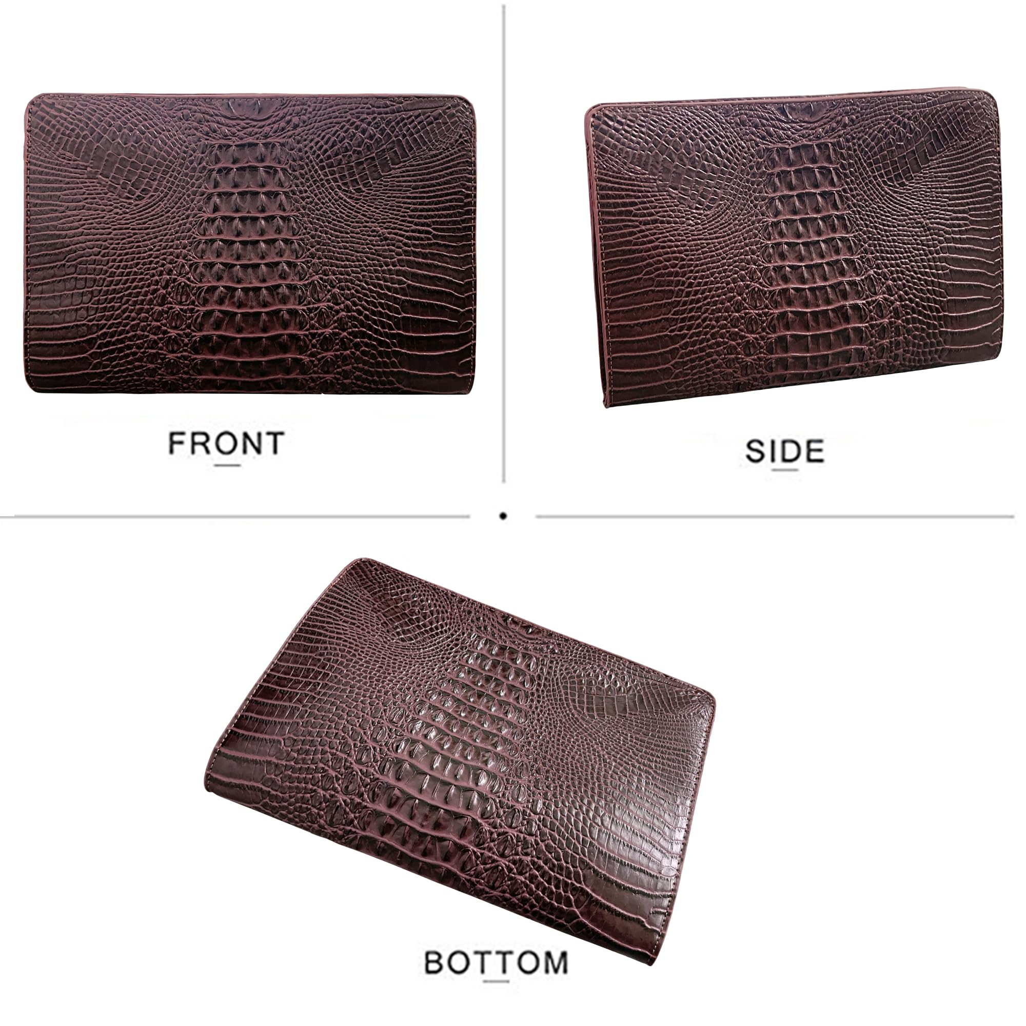 Luxury Oversized Crocodile Embossed Leather Handbag for Women - Elegant Envelope Evening Clutch Purse with Wallet Compartment | Perfect for Parties, Weddings & Formal Events