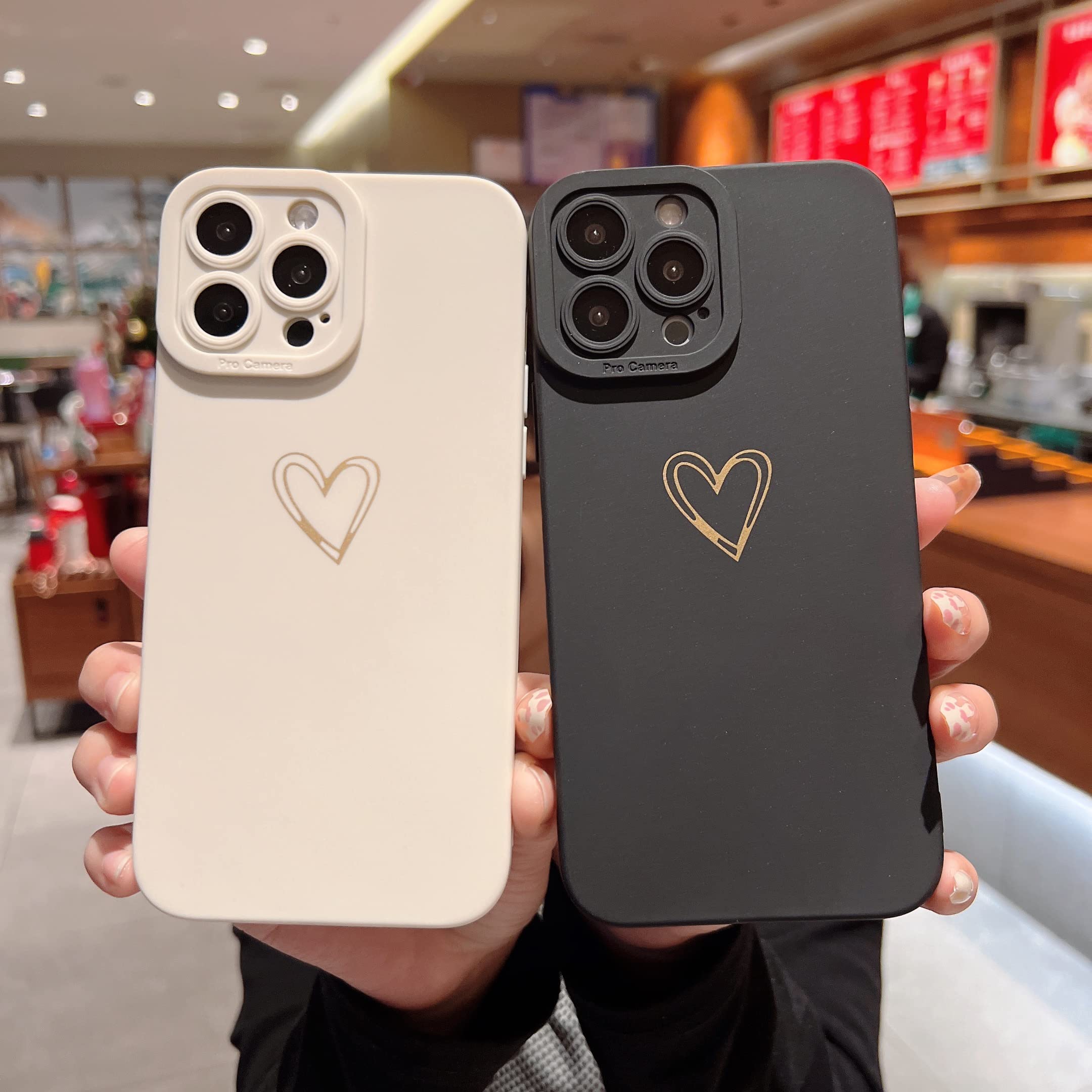 Qokey Cute Love Heart Plated iPhone X/Xs Case 5.8