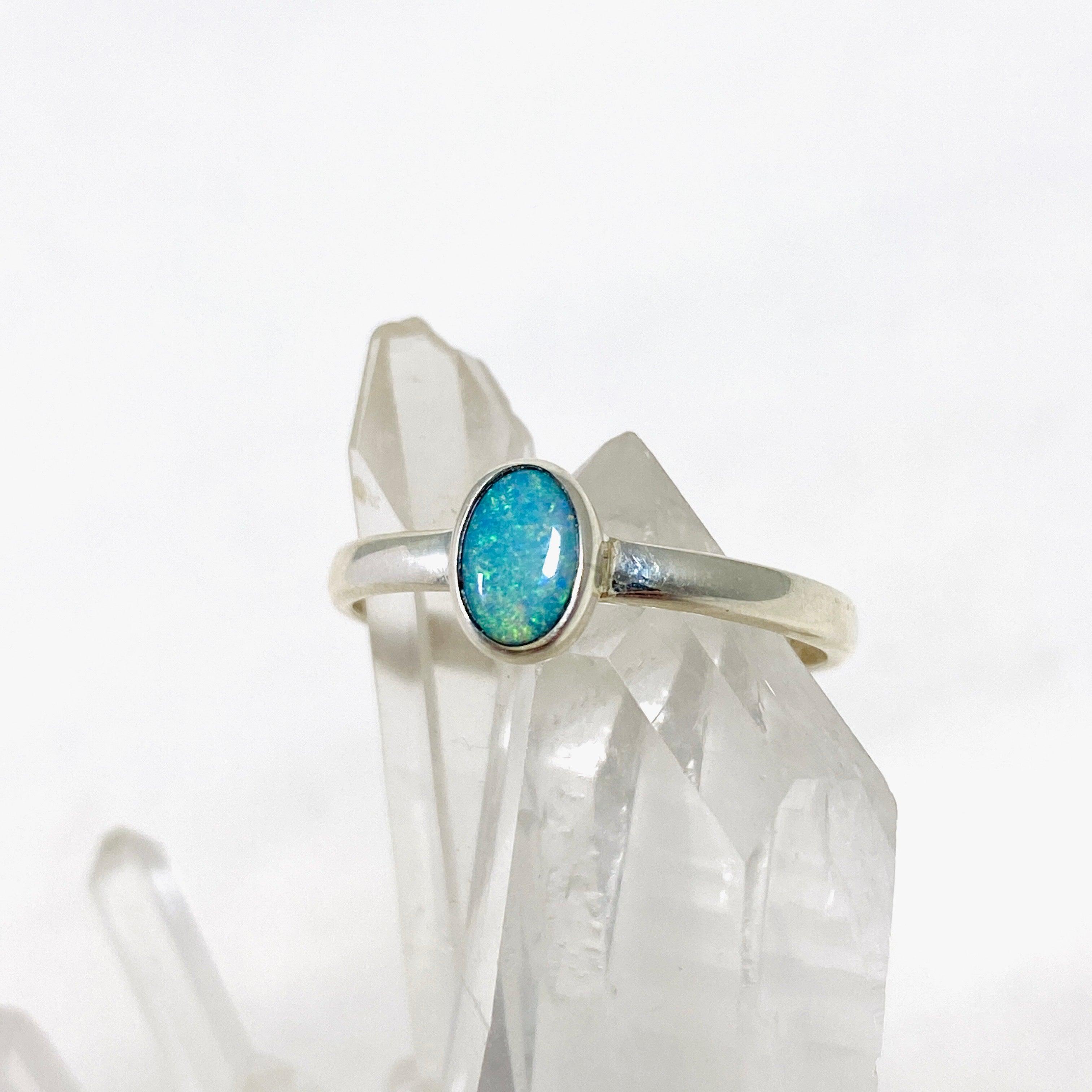 Australian Opal Oval Ring PRGJ341 - Genuine Opal Jewelry for Women, Elegant Silver Oval Opal Ring - Perfect for Wedding, Engagement & Gift Giving
