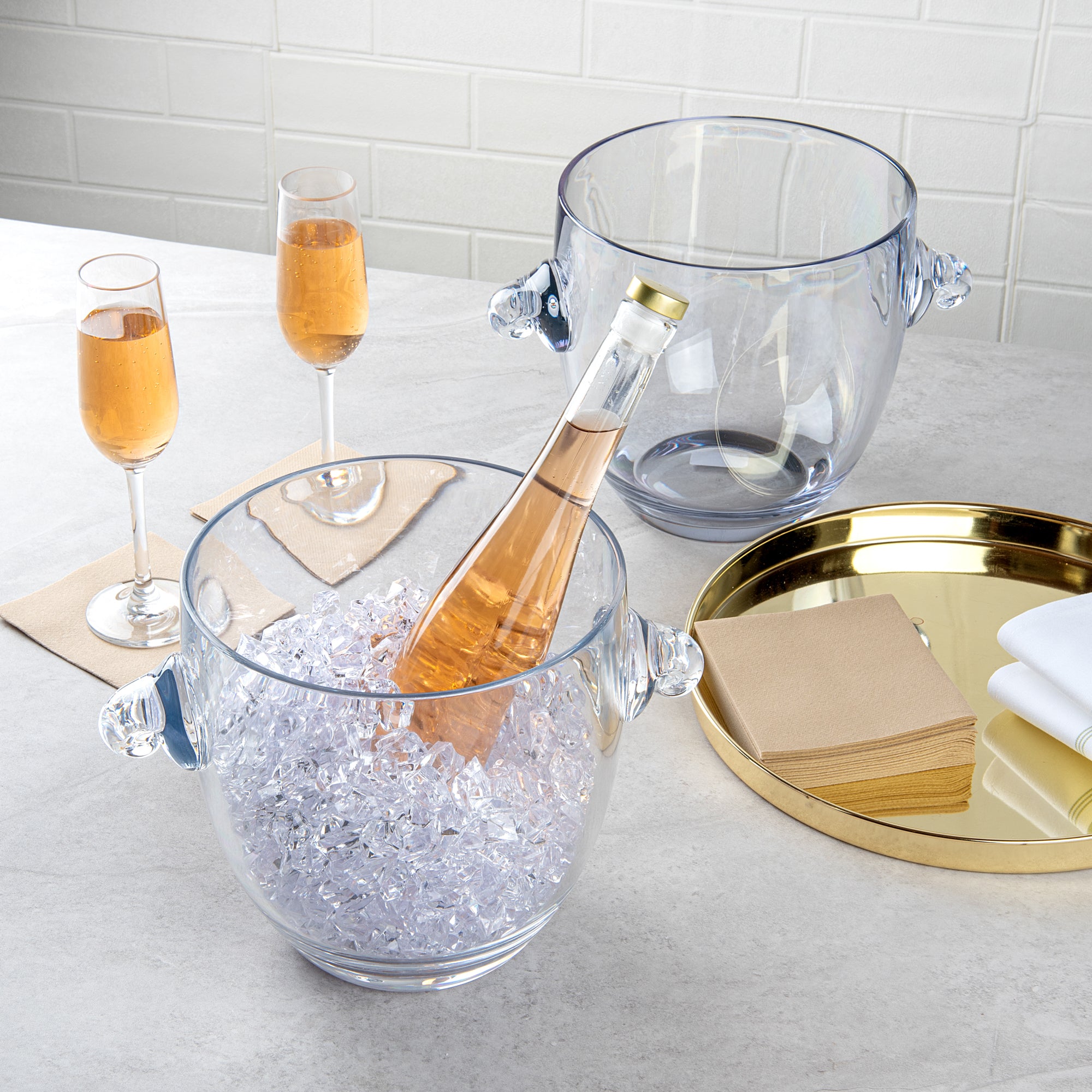 Bar Lux 5.3 Quart Clear Plastic Ice Bucket & Champagne Cooler - 11.75