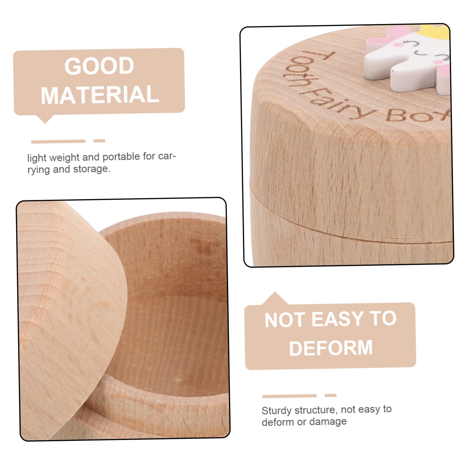 CIMAXIC Wooden Baby Tooth Keepsake Box - First Tooth Holder, Kids Tooth Storage Case, Baby Teeth Organizer for Boys & Girls - Perfect for Baby Shower Gifts & Childhood Memory Preservation