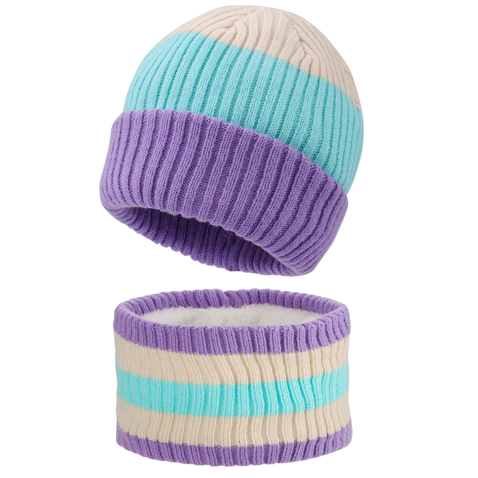 Warm Kids Winter Beanie Hat and Scarf Set - Soft Fleece Lined Cold Weather Accessories for Boys & Girls - Perfect for Snow Play, Skiing, and Outdoor Winter Activities