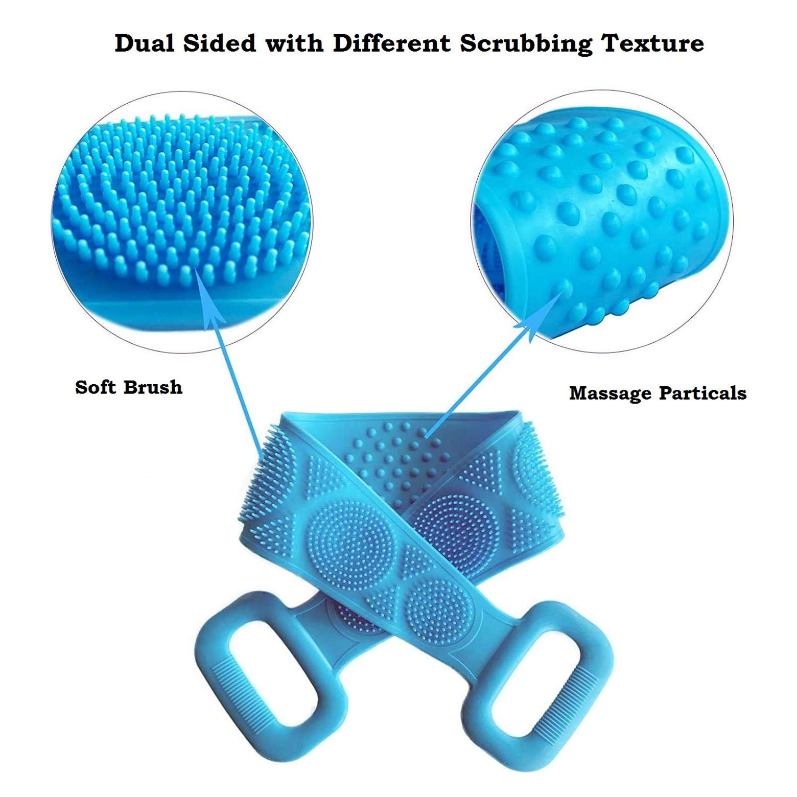 Luxula Silicone Double Sided Exfoliating Back Scrubber - Long Handle Body Brush for Dead Skin Removal - Men & Women Bath Accessories (Multicolor) - Perfect for Shower, Spa & Deep Cleansing at Home