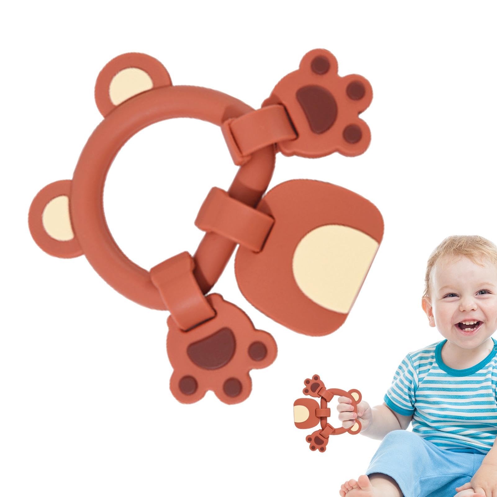 Shakven Cartoon Bear Silicone Teething Toys for Toddlers - BPA-Free Baby Teether for Boys & Girls - Early Development & Sensory Toy for Chewing Relief, Playtime & Cognitive Learning | Perfect for Home, Travel & Daycare Use