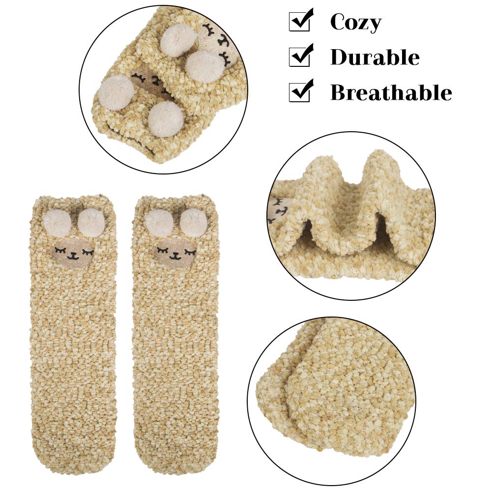 Cozy Cat Fuzzy Socks for Women - Warm Winter Slippers for Christmas Gifts