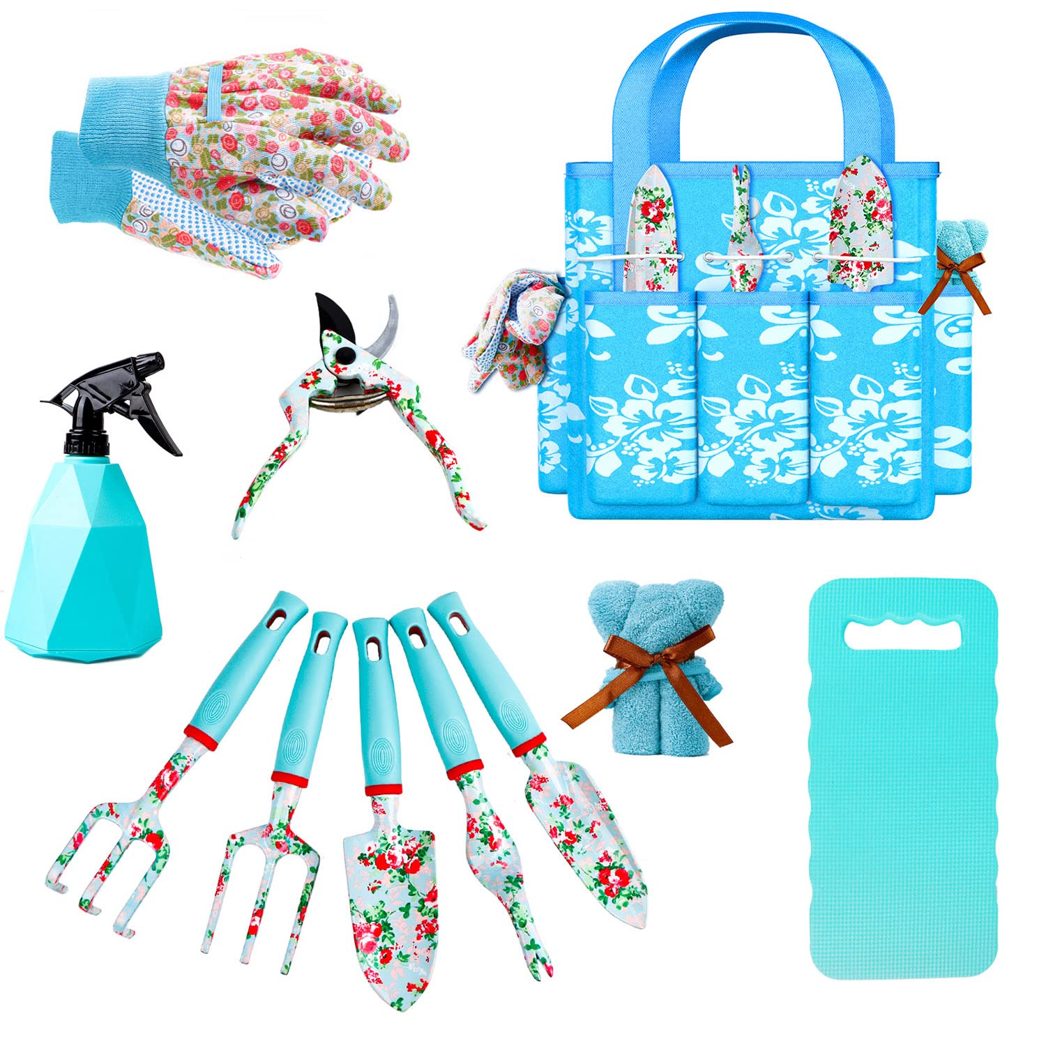 WANCHI 11-Piece Heavy Duty Gardening Tools Set - Rust-Proof Aluminum Hand Tools with Storage Tote Bag - Perfect Gift for Gardeners (Women & Men) - Ideal for Planting, Weeding & Landscaping