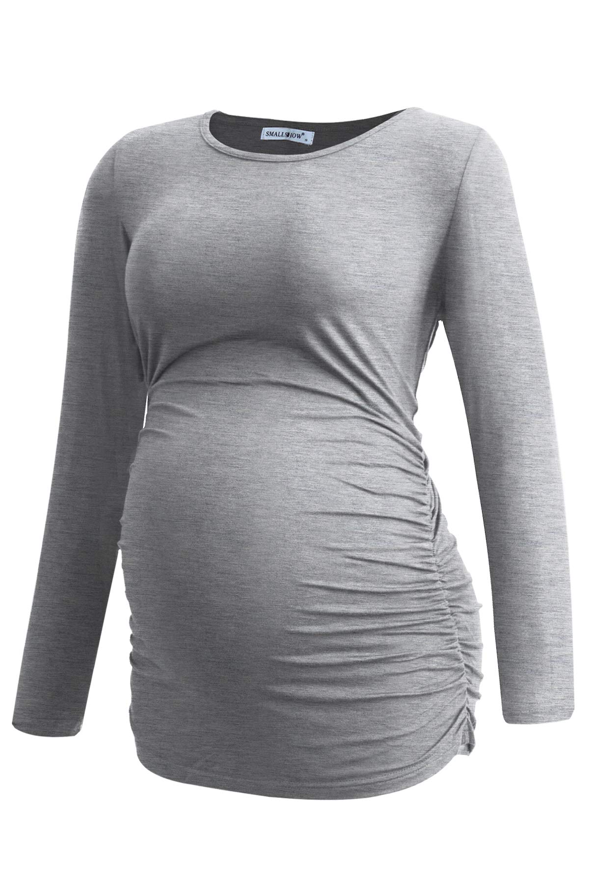 Smallshow Women's Maternity Shirts - 3 Pack Long Sleeve Pregnancy Tops for Comfort & Style | Perfect for Work, Casual Wear & Nursing