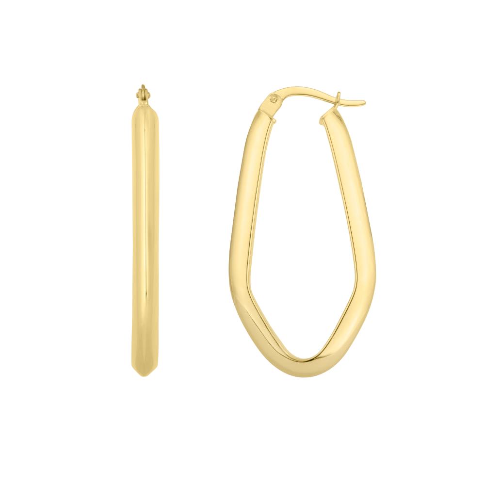 10K Gold Geometric Oval Hoop Earrings for Women - Minimalist Dainty Everyday Jewelry - Perfect for Work, Date Night & Gifting