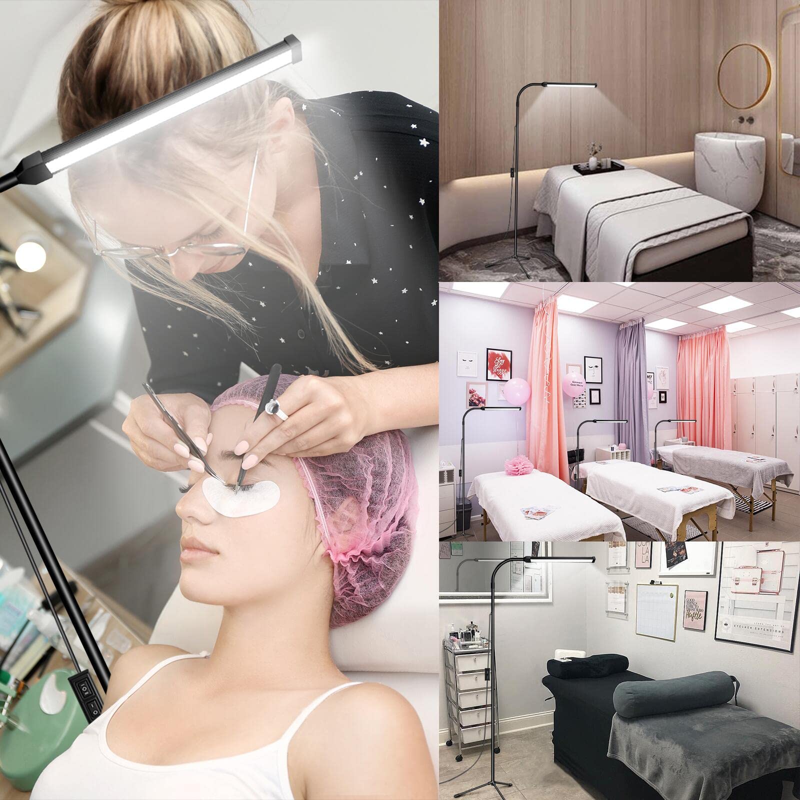 Professional LED Floor Lamp for Eyelash Extensions & Makeup - Adjustable Brightness Eye-Caring Standing Light for Tattoo Artists, Reading, Office & Bedroom - Perfect for Salon, Home & Workspace Lighting