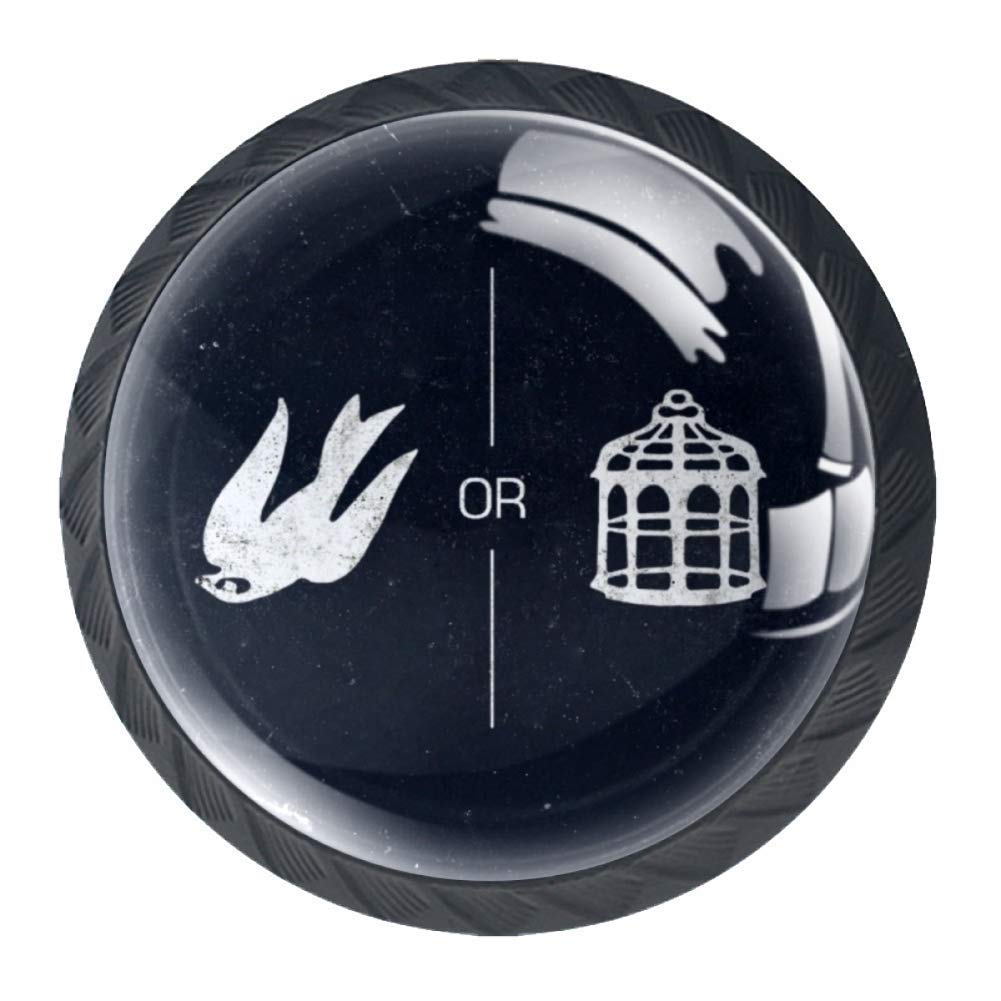Freedom or Captivity Round Cabinet Knobs - 4-Piece Set with Screws for Drawers, Doors, Wardrobes & Dressers - Durable Hardware for Home, Office & Kitchen Cabinets