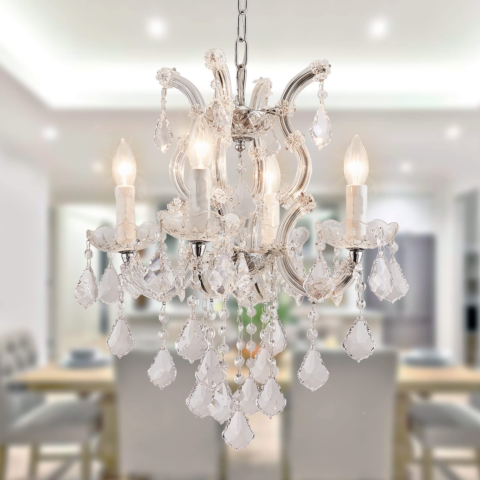 Elegant Modern Crystal Chandelier - Maria Theresa Style Light Fixture with Hand-Picked Crystals for Dining Room, Living Room, Bedroom, Hallway | Perfect for Home Decor, Wedding Venues & Luxury Interior Design
