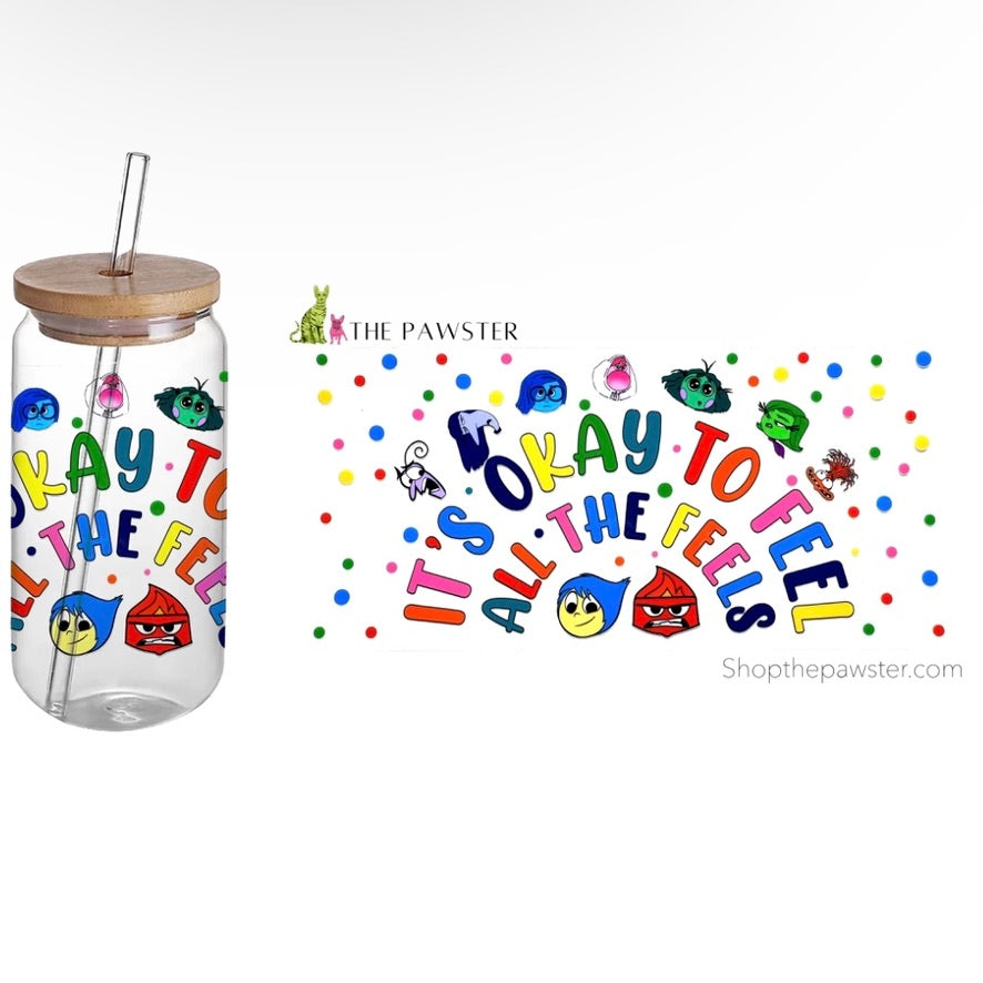 #141 It's Okay to Feel All the Feels 16oz Coffee Mug Wrap - Inspirational Cup Sleeve for Hot Drinks, Perfect for Therapy Offices, Gifts & Self-Care Moments