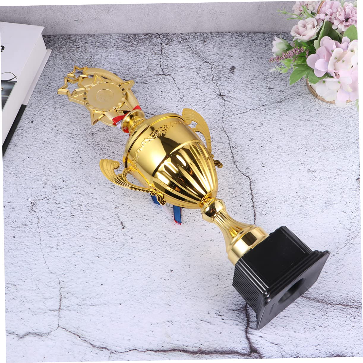 BESPORTBLE 2 Pack Gold Star Trophy Cups - Award Ceremony Decorations for Employee Recognition, Sports Awards, and School Achievements - Shiny Gold Trimmed Appreciation Trophies for Events and Competitions