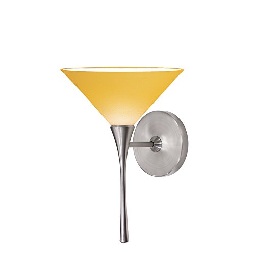 WAC Lighting WS57LED-G512AM/BN Jill LED Wall Sconce with Glass Shade - Amber Light & Brushed Nickel Finish - Perfect for Bedroom, Hallway, and Outdoor Porch Lighting