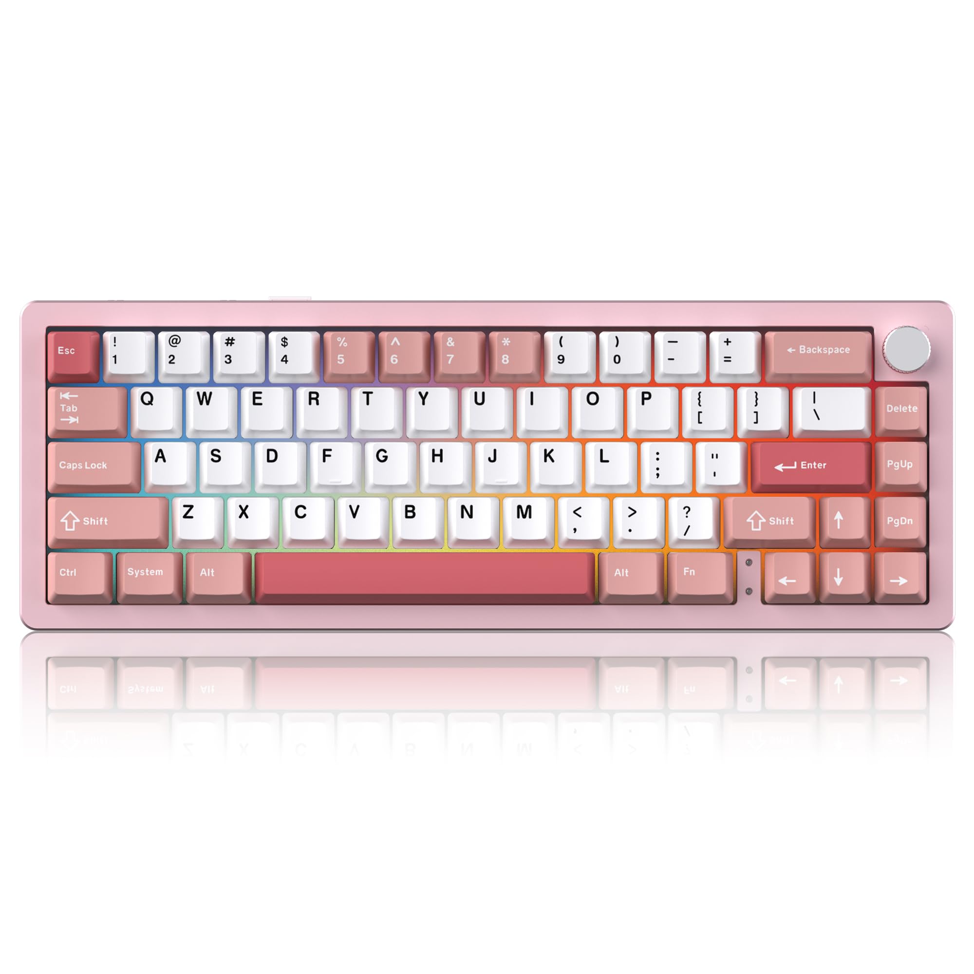EMB Nabi Series NB1 65% Wireless Mechanical Gaming Keyboard - 66 Keys Compact RGB Keyboard with CNC Aluminum Frame, Hot-Swappable Milk Linear Switches, 4600mAh Battery (Pink) - Perfect for Gaming, Office Work & Typing on PC/Mac