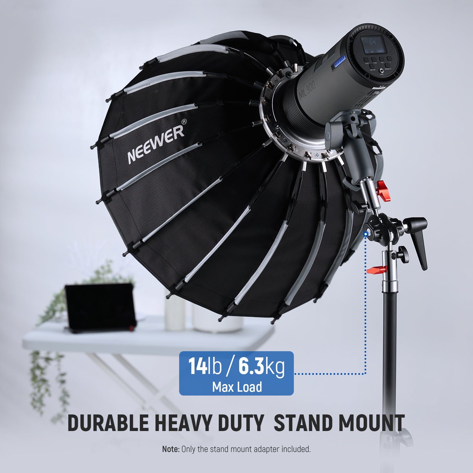 NEEWER UA020 Heavy Duty Light Stand Head Adapter for Studio Photography, Video Lighting, and YouTube Content Creation