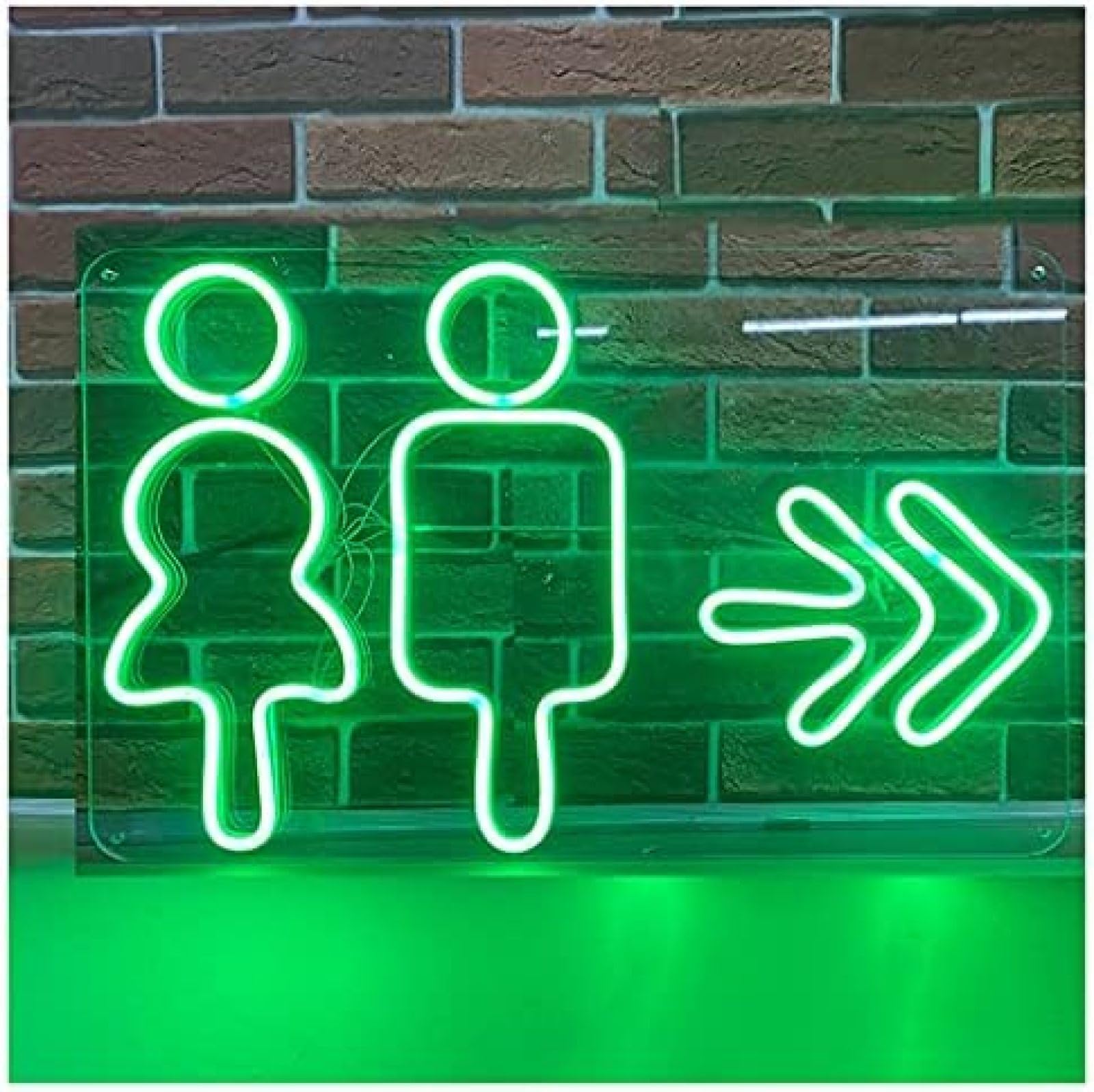 LED Neon Toilet Guide Sign - Plastic & Silicone Bathroom Sign with DC12V Transformer - Safe Low Voltage Restroom Directional Light for Washrooms, Public Toilets & Commercial Spaces