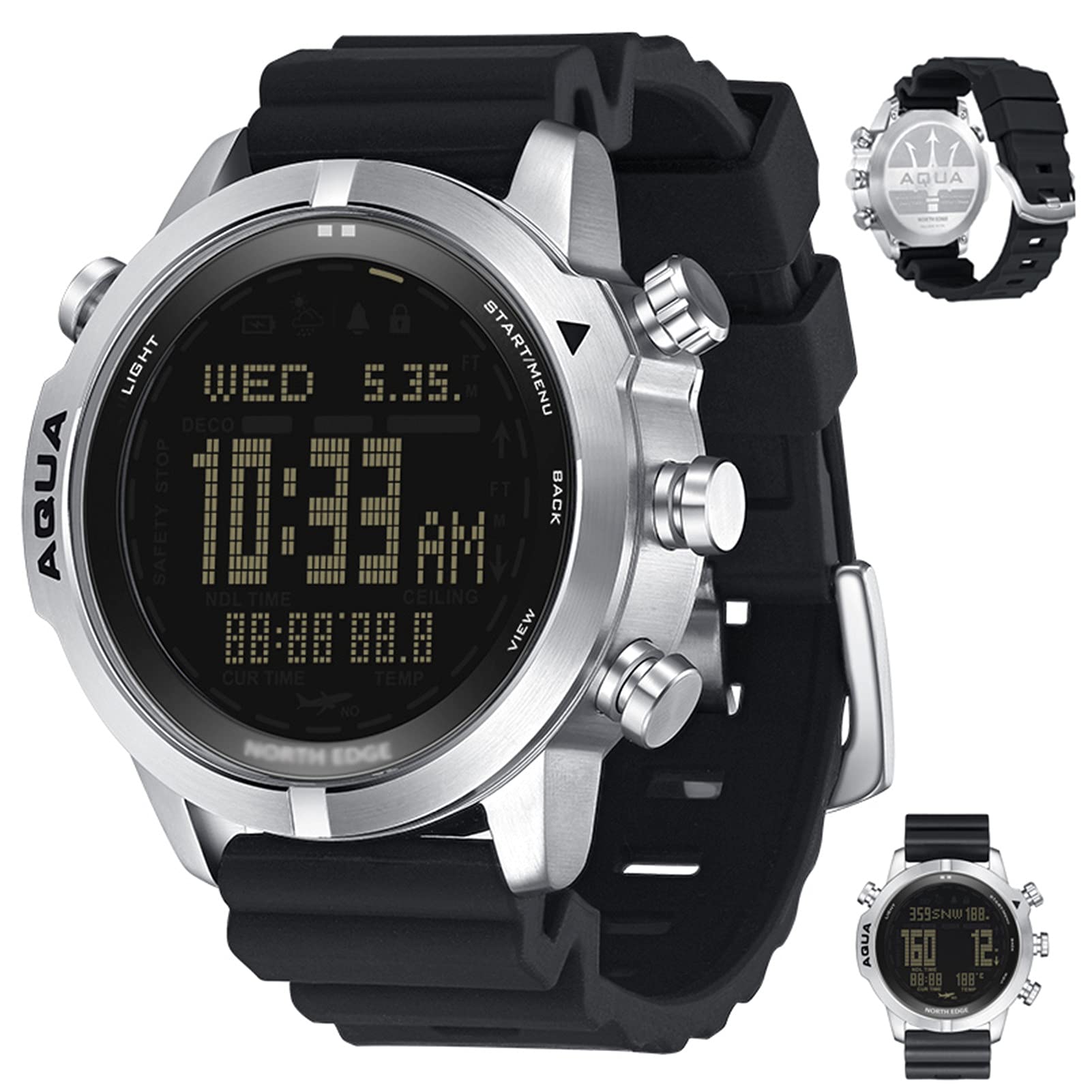 Outdoor Smart Watch for Men - Waterproof Fitness Tracker with Altimeter, Barometer, Compass & Thermometer | Step Counter & Dive Computer | Black | Perfect for Hiking, Running & Water Sports