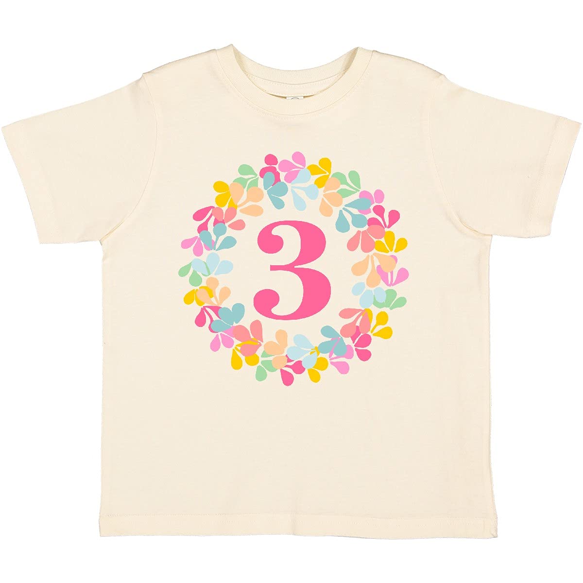Inktastic 3rd Birthday Flower Wreath Toddler T-Shirt for Girls - Cute 3 Year Old Outfit for Birthday Parties & Photo Shoots