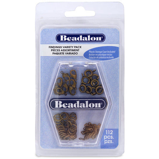 BEADALON Jewelry Making Kit - 112-Piece Findings Variety Pack for DIY Bracelets, Necklaces & Earrings - Perfect for Crafters, Beaders & Jewelry Designers