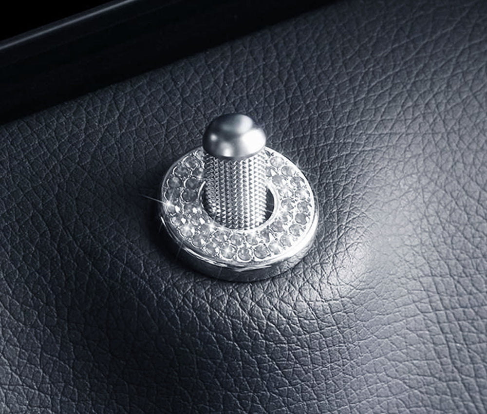 4-Pack Round Crystal Bling Alloy Door Lock Pin Decorative Rings for Mercedes C-Class E-Class GLC - Luxury Car Accessories for Enhanced Interior Style & Protection