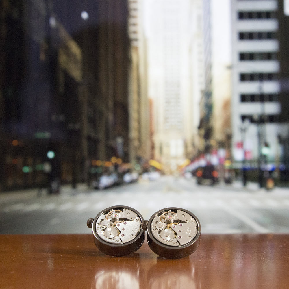 KingCuffs Premium Round Watch Movement Cufflinks for Men - Elegant Dress Accessories for Weddings, Business & Formal Events