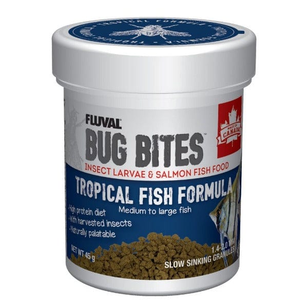 Fluval Bug Bites Slow Sinking Granules - High Protein Tropical Fish Food for Small to Medium Fish (45g) - Ideal for Betta, Guppy, Tetra & Community Aquariums