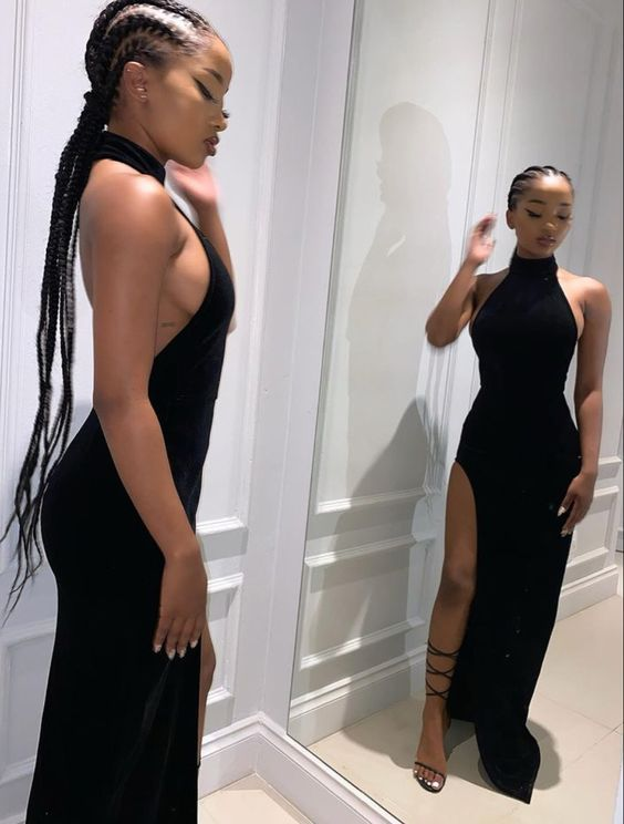 Elegant Black Velvet Sheath Long Prom Dress for Women - Formal Evening Gown for Parties, Homecoming & Special Occasions | Style J2641