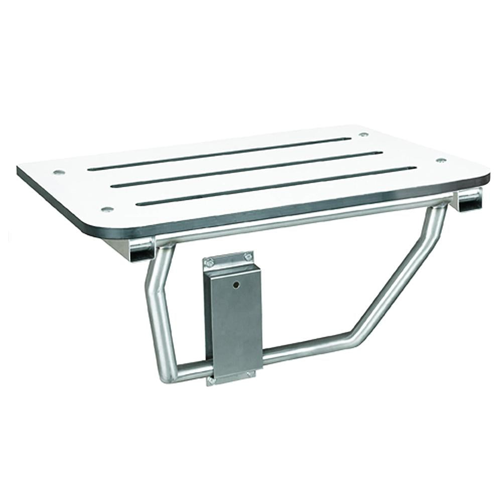 Bradley 9562 000 Bradex Folding Shower Seat - Phenolic Surface Mounted Bath Safety Stool for Elderly & Disabled - Non-Slip Matte Finish for Wet Bathroom Use