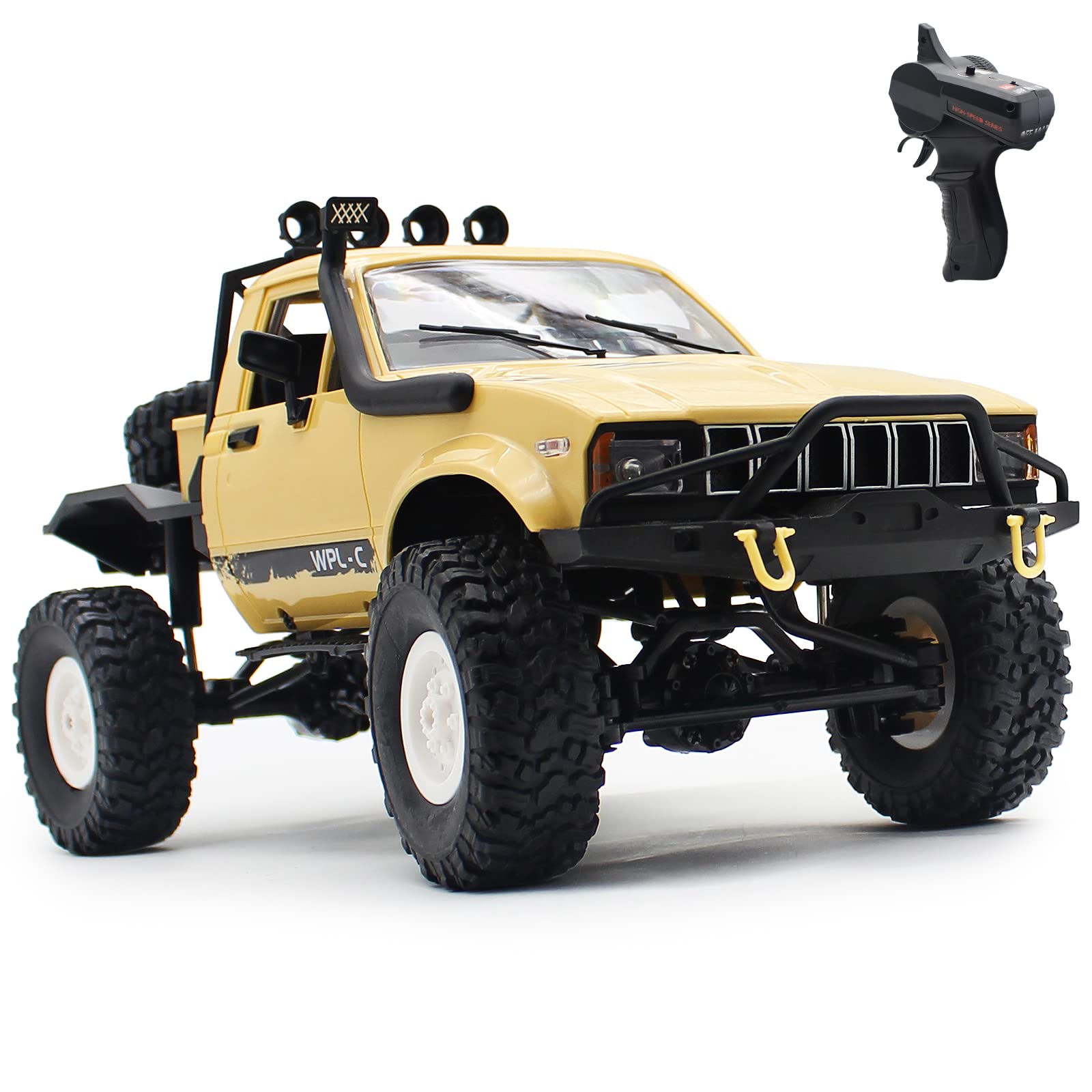 Mostop 1/16 Scale RTR 4WD RC Rock Crawler Truck - Remote Control Off-Road Vehicle with LED Lights for Kids & Adults | All Terrain Hobby Car for Climbing, Racing & Outdoor Adventure Play