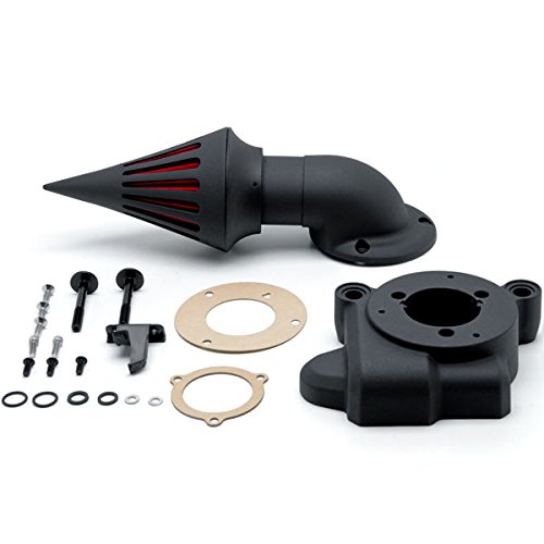 Krator Flat Black Spike Air Intake Cleaner Filter Kit for 2014-2015 Harley Davidson Road King FLHR Motorcycle - High Performance Replacement Part for Improved Airflow & Engine Protection