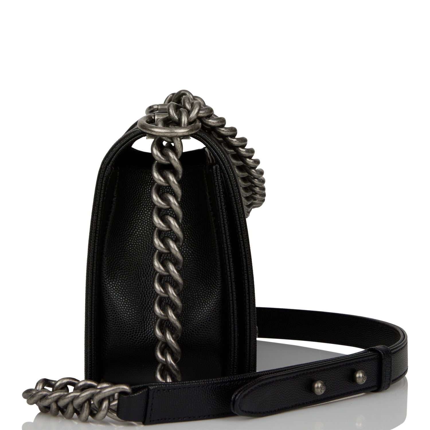 Chanel Medium Boy Bag Black Caviar Ruthenium Hardware - Luxury Designer Handbag for Women, Perfect for Evening Events & Special Occasions