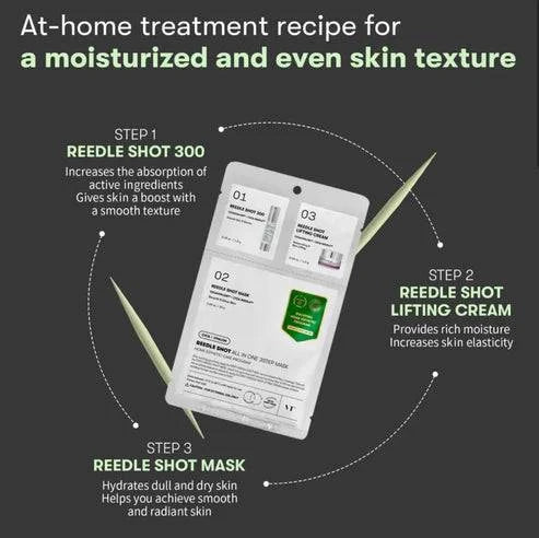 VT Reedle Shot All-in-One 3-Step Facial Mask Set (1.5g + 1.5g + 25g) - Hydrating & Brightening Treatment for Glowing Skin at Home or Spa