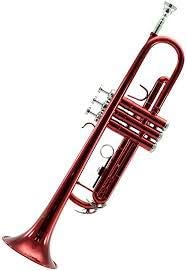 Professional Brass Bb Trumpet with Hard Case & Valve Oil - Red & Blue Finish | Perfect for Beginners, Students & Band Performances