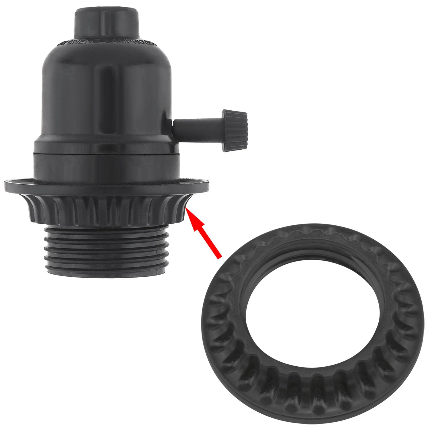 Durable E26 Light Socket Rings - 2PCS Black Lamp Shade Collar Rings with Replacement Adapters for Ceiling & Table Lamps - Perfect for Home, Office, and Restaurant Lighting Fixtures