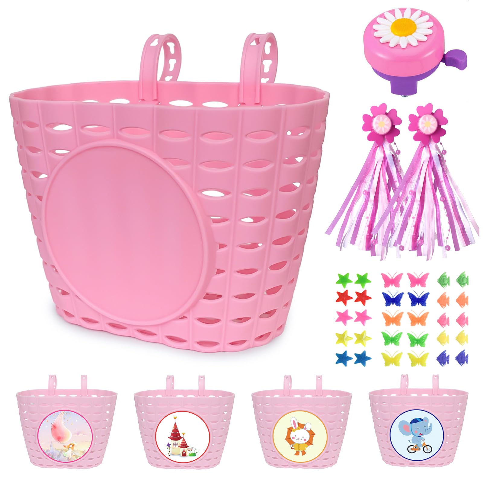 Girl's Bike Basket - Cute & Durable Bicycle Front Basket for Kids - Perfect for School, Picnics & Shopping Accessories