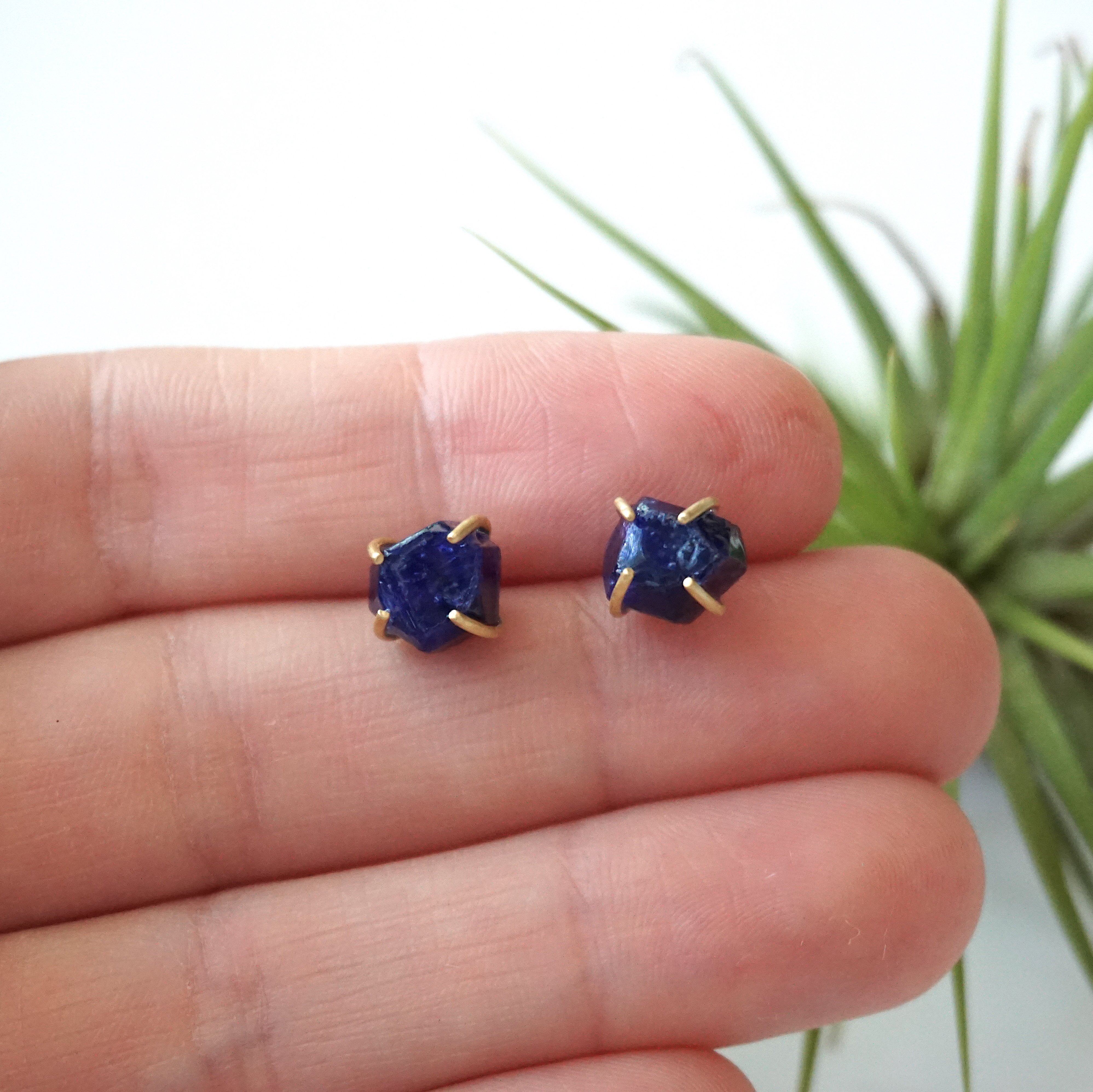 14K Gold Filled Sapphire Huggie Stud Earrings for Women - Elegant Everyday Jewelry & Special Occasion Gifts
